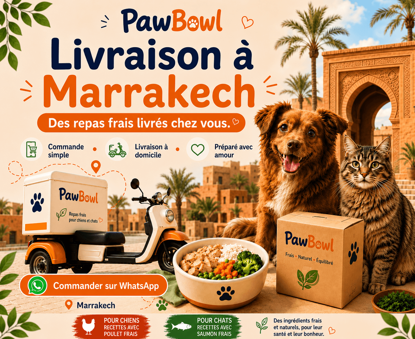 PawBowl pour chiens et chats, repas frais et livraison à Marrakech